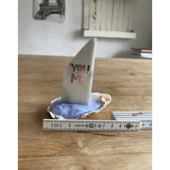 Muschelschiff You & me, Geschenk für Verliebte, Segelboot mit Spruch, kleines Mitbringsel