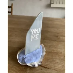Muschelschiff You & me, Geschenk für Verliebte, Segelboot mit Spruch, kleines Mitbringsel
