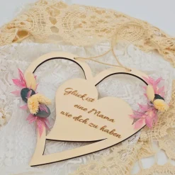 Mutter Tochter Geschenk | Dankeschön Mama | Glück ist eine Mama wie dich zu haben | Türkranz aus Trockenblumen