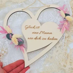 Mutter Tochter Geschenk | Dankeschön Mama | Glück ist eine Mama wie dich zu haben | Türkranz aus Trockenblumen