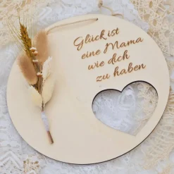 Mutter Tochter Geschenk | Dankeschön Mama | Glück ist eine Mama wie dich zu haben | Türkranz aus Trockenblumen