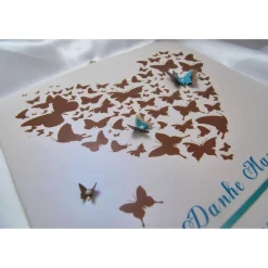 Muttertag Geschenk personalisiert Muttertagsgeschenk Bild Wandbild Mama Herz Schmetterling Druck Braun Türkis Danke