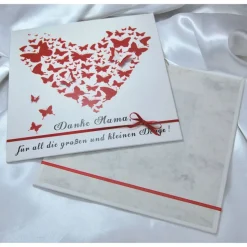 Muttertag Geschenk personalisiert Muttertagsgeschenk Bild Wandbild Mama Herz Schmetterling Druck Braun Türkis Danke