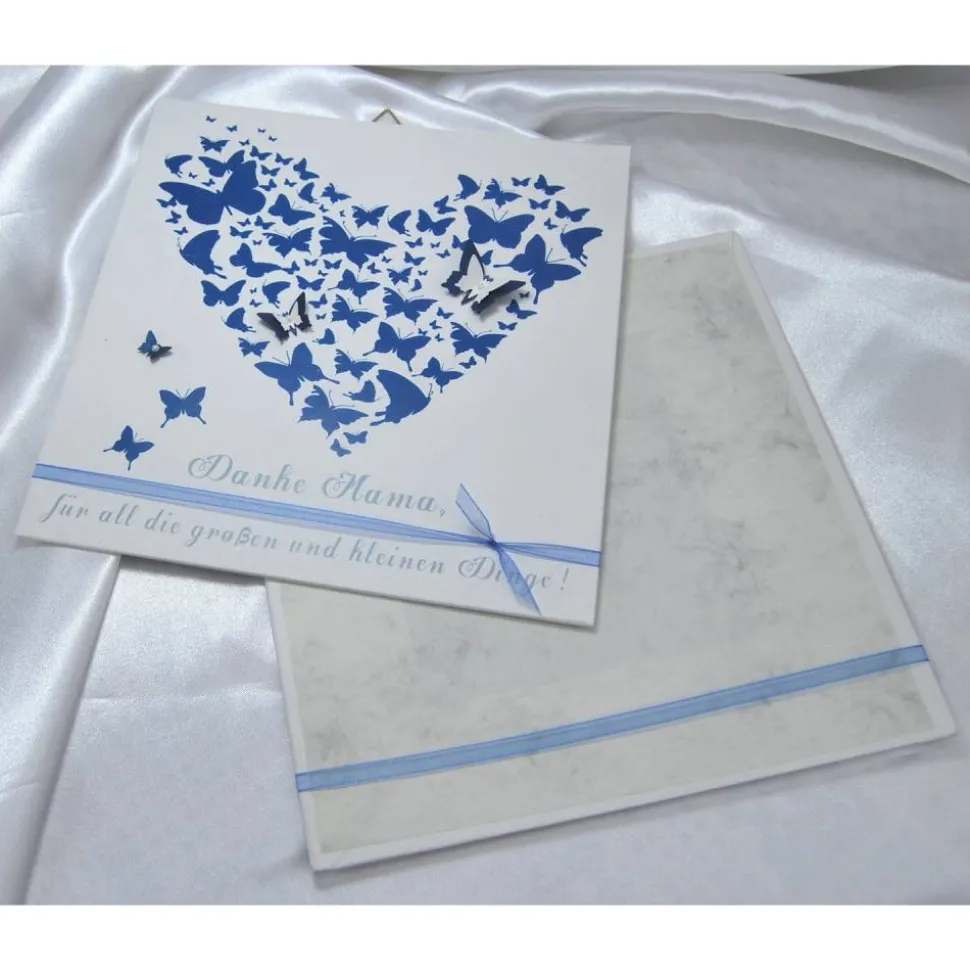 Muttertag Geschenk personalisiert Muttertagsgeschenk Bild Wandbild Mama Herz Schmetterling Druck Braun Türkis Danke