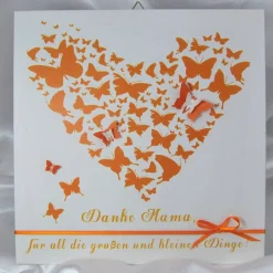 Muttertag Geschenk personalisiert Muttertagsgeschenk Bild Wandbild Mama Herz Schmetterling Druck Braun Türkis Danke