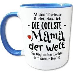 Muttertag Tasse mit Spruch, Coolste Mama der Welt, Geschenk von Tochter für Mutter, Muttertagsgeschenk, Geburtstagsgeschenk Mama