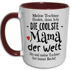 Muttertag Tasse mit Spruch, Coolste Mama der Welt, Geschenk von Tochter für Mutter, Muttertagsgeschenk, Geburtstagsgeschenk Mama