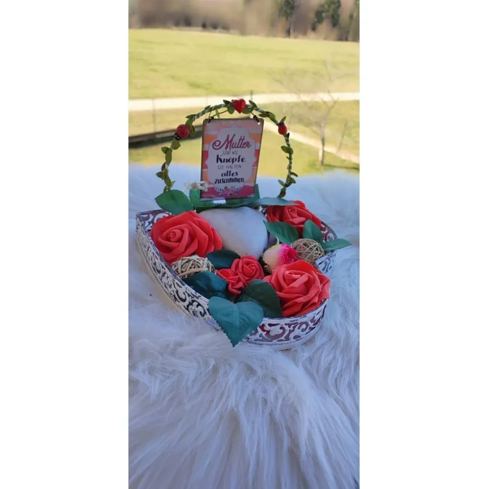 Muttertags Dekoration Tischdeko Geschenk m Beleuchtung 25cm