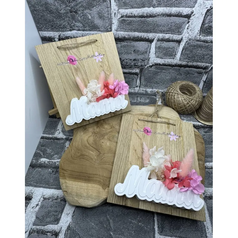 Muttertags Geschenk I Mama I Klötzchen I Trockenblumen I Dekoration I Handgemacht