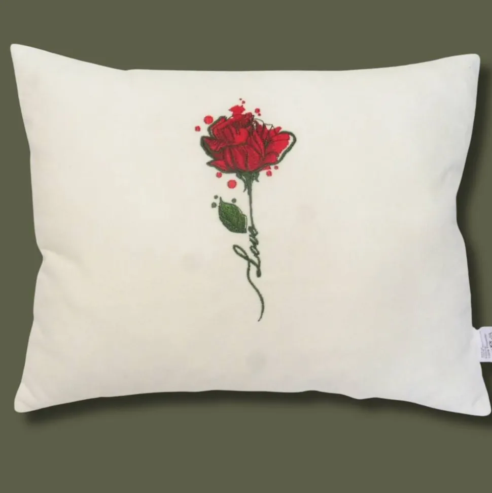 Muttertagsgeschenk Kissen mit roter Rose bestickt Geburtstag Hochzeitstag Valentinstag Rosenkissen