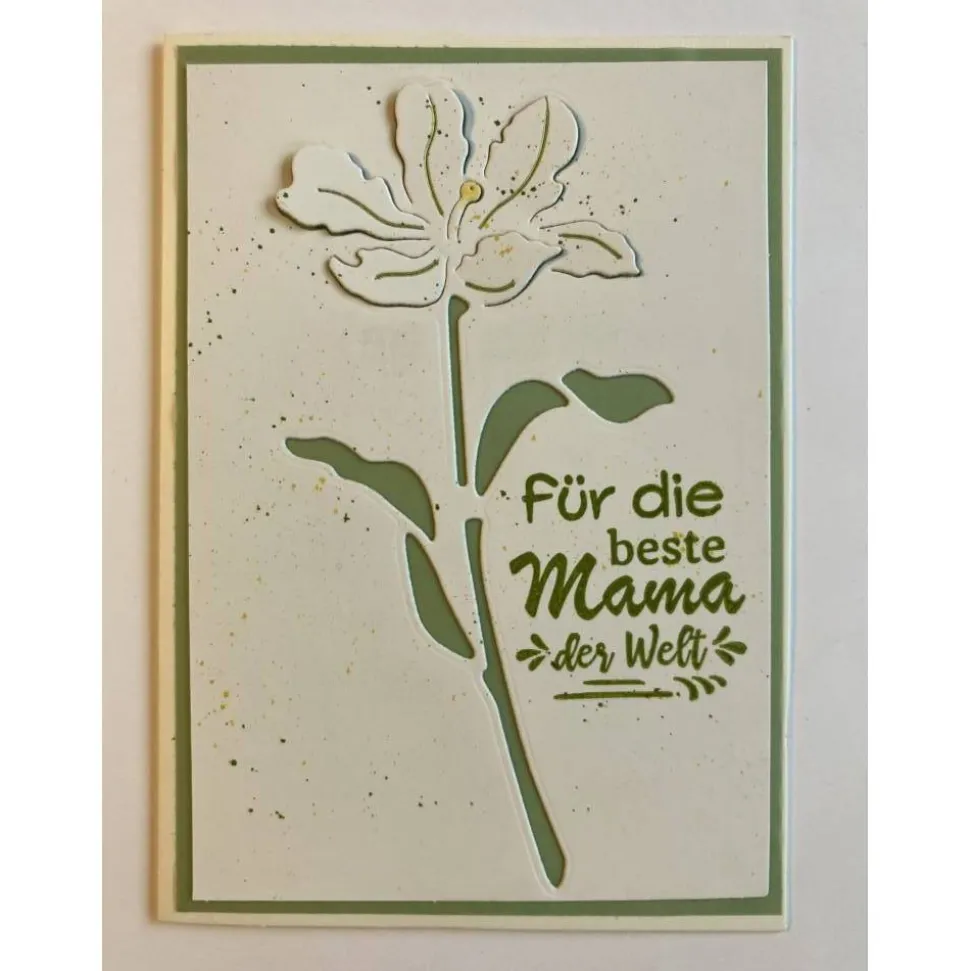 Muttertagskarte 3D mit Blume gefertigt in Handarbeit A6