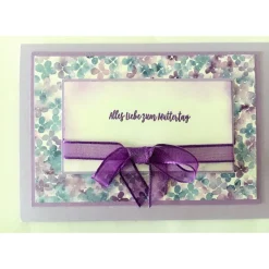 Muttertagskarte  mit Grusstext in Fliederfarbe Handgefertigt