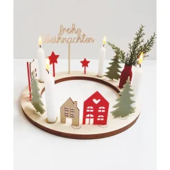 Nachhaltiger Adventskranz aus Holz modern | Weihnachtskranz aus Holz | Adventsdekoration nachhaltig