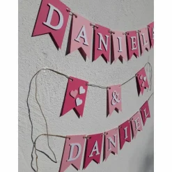 Namensgirlande zur Hochzeit Verlobung Jahrestag Namenskette Wimpelkette Girlande mit Wunschnamen