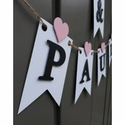 Namensgirlande zur Hochzeit Wimpelkette mit Namen zur Verlobung Jahrestag Fahnengirlande personalisierte Namenskette