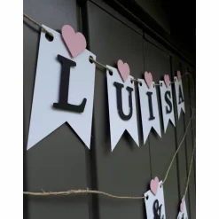 Namensgirlande zur Hochzeit Wimpelkette mit Namen zur Verlobung Jahrestag Fahnengirlande personalisierte Namenskette