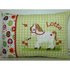 Namenskissen - Kuschelkissen - Pferdchen weiss - 25x35 cm - Taufe - Geburt