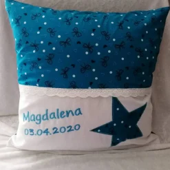 Namenskissen Bezug – Handgefertigt, Individuell mit Namen, Geschenk für Kinder – 40x40 cm
