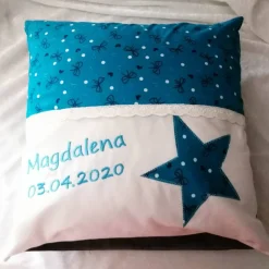 Namenskissen Bezug – Handgefertigt, Individuell mit Namen, Geschenk für Kinder – 40x40 cm