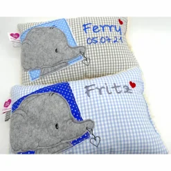 Namenskissen Elefant mit Herz Taufkissen Kuschelkissen Kindergartenkissen Geburtsgeschenk