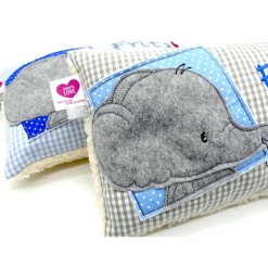Namenskissen Elefant mit Herz Taufkissen Kuschelkissen Kindergartenkissen Geburtsgeschenk
