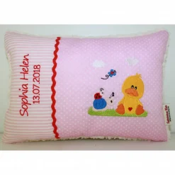 Namenskissen, Kuschelkissen mit Name & Geburtsdatum und niedlichen Entlein