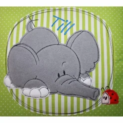 Namenskissen, Kuschelkissen Doodle Stickerei Elefant oder Hund und Namen 30x30 cm