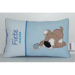 Namenskissen, Kuschelkissen Hund und Schnecke & Name und Geburtsdatum 20x30 cm