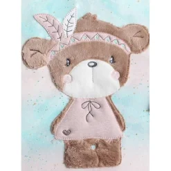 Namenskissen, Kuschelkissen Doodle Stickerei Frühlingsbärli oder Boho Bärli und Namen 40x40 cm, Hülle & Inlett