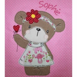 Namenskissen, Kuschelkissen Doodle Stickerei Frühlingsbärli oder Boho Bärli und Namen, 30x30 cm, Hülle & Inlett