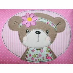 Namenskissen, Kuschelkissen mit niedlichen Frühlingsbär Button und Namen 30x40 cm, Hülle & Inlett