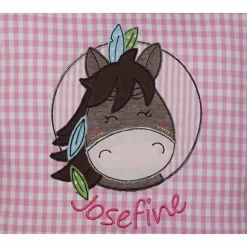 Namenskissen, Kuschelkissen Doodle Stickerei Boho Pferdchen und Namen 30x30 cm