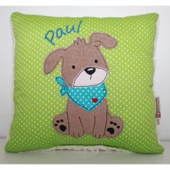 Namenskissen, Kuschelkissen Doodle Stickerei Hund mit Halstuch und Namen 40x40 cm, Hülle & Inlett
