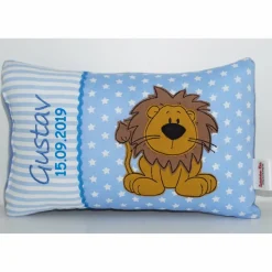 Namenskissen, Kuschelkissen - Löwe Lars - Name & Geburtsdatum - 25x35 cm - Hülle und Inlett