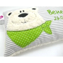 Namenskissen Taufkissen Kuschelkissen Kindergartenkissen Geburtsgeschenk  Teddykissen Bär Eisbär