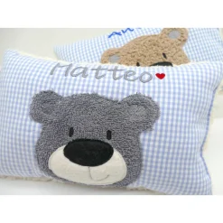Namenskissen Taufkissen Kuschelkissen Kindergartenkissen Geburtsgeschenk  Bär Teddybär Kuschelbär