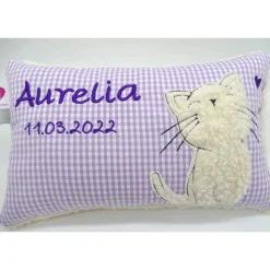 Namenskissen Taufkissen Kuschelkissen Kindergartenkissen Geburtsgeschenk  Schmusekissen Katze Kätzchen