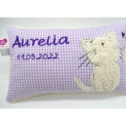 Namenskissen Taufkissen Kuschelkissen Kindergartenkissen Geburtsgeschenk  Schmusekissen Katze Kätzchen