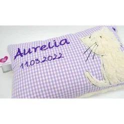 Namenskissen Taufkissen Kuschelkissen Kindergartenkissen Geburtsgeschenk  Schmusekissen Katze Kätzchen