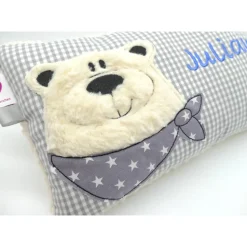 Namenskissen Taufkissen Kuschelkissen Kindergartenkissen Geburtsgeschenk  Bär Eisbär