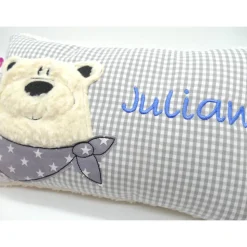 Namenskissen Taufkissen Kuschelkissen Kindergartenkissen Geburtsgeschenk  Bär Eisbär