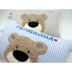 Namenskissen Taufkissen Kuschelkissen Kindergartenkissen Geburtsgeschenk  Bär Teddybär Kuschelbär