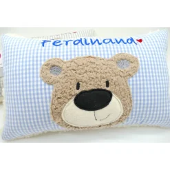 Namenskissen Taufkissen Kuschelkissen Kindergartenkissen Geburtsgeschenk  Bär Teddybär Kuschelbär
