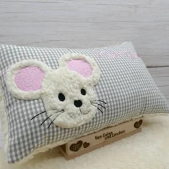 Namenskissen Taufkissen Kuschelkissen Kindergartenkissen Geburtsgeschenk  Schmusekissen Maus Mäuschen Mäuse