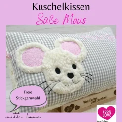 Namenskissen Taufkissen Kuschelkissen Kindergartenkissen Geburtsgeschenk  Schmusekissen Maus Mäuschen Mäuse