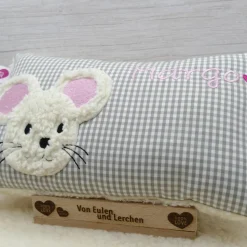 Namenskissen Taufkissen Kuschelkissen Kindergartenkissen Geburtsgeschenk  Schmusekissen Maus Mäuschen Mäuse