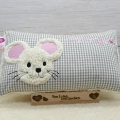 Namenskissen Taufkissen Kuschelkissen Kindergartenkissen Geburtsgeschenk  Schmusekissen Maus Mäuschen Mäuse