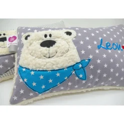 Namenskissen Taufkissen Kuschelkissen Kindergartenkissen Geburtsgeschenk  Bär Eisbär