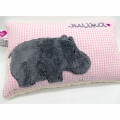 Namenskissen Taufkissen Kuschelkissen Kindergartenkissen Geburtsgeschenk  Nilpferd Hippo