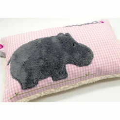 Namenskissen Taufkissen Kuschelkissen Kindergartenkissen Geburtsgeschenk  Nilpferd Hippo